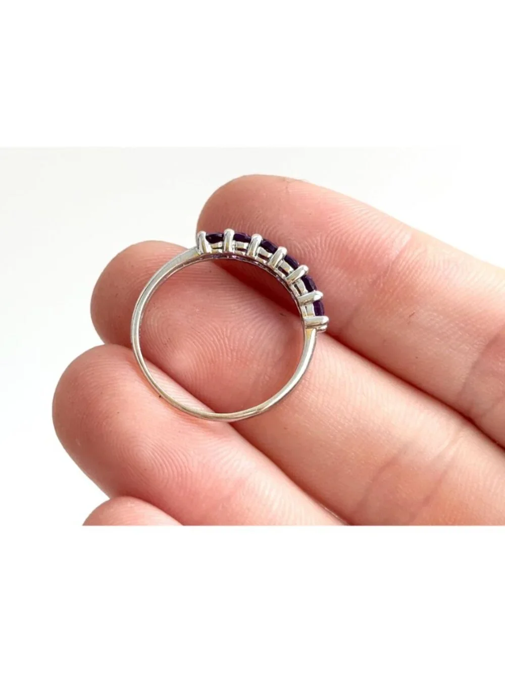 Thai Made Amethyst Gemstone Oval Cut Sterling Silver 925 Vintage Ring - sz 7.75